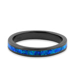 Sterling Silver Black Rhodium Plated Lab Opal Ring