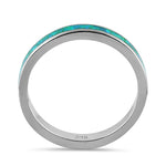 Sterling Silver Seamless Green Lab Opal Ring