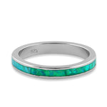 Sterling Silver Seamless Green Lab Opal Ring