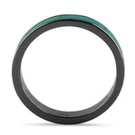 Sterling Silver Black Rhodium Plated Green Lab Opal Ring