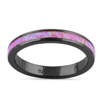 Sterling Silver Black Rhodium Plated Pink Lab Opal Ring