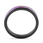 Sterling Silver Black Rhodium Plated Pink Lab Opal Ring