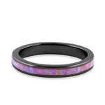 Sterling Silver Black Rhodium Plated Pink Lab Opal Ring