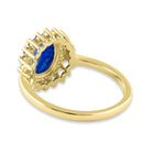 Sterling Silver Gold Plated Oval Blue Lab Opal CZ Ring