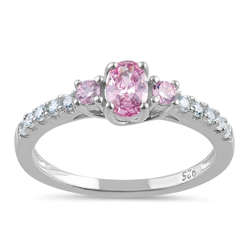 Sterling Silver Enchanted Oval Pink CZ Ring