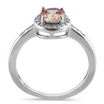 Sterling Silver Elegant Round Halo Champagne CZ Ring