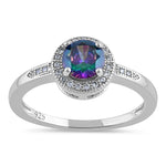 Sterling Silver Rainbow CZ Halo Ring