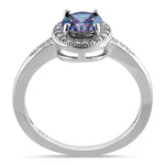 Sterling Silver Rainbow CZ Halo Ring