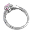 Sterling Silver Heart Halo Pink CZ Ring