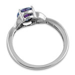 Sterling Silver Charmed Oval Rainbow CZ Ring
