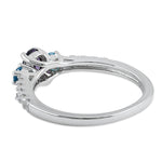 Sterling Silver Enchanted Oval Amethyst and Blue Topaz CZ Ring