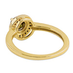Sterling Silver Elegant Round Halo Peridot CZ Yellow Gold Plated Ring