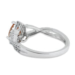 Sterling Silver Heart Halo Twist Champagne CZ Ring
