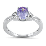 Sterling Silver Charmed Lavender Oval  CZ Ring