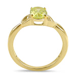 Sterling Silver Gold Plated Charmed Oval Apple Green CZ Ring