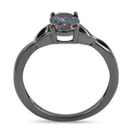 Sterling Silver Black Rhodium Rainbow CZ Ring