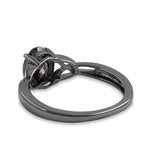 Sterling Silver Black Rhodium Rainbow CZ Ring