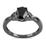 Sterling Silver Black Rhodium Black CZ Ring