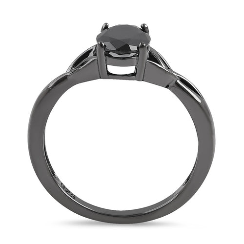 Sterling Silver Black Rhodium Black CZ Ring