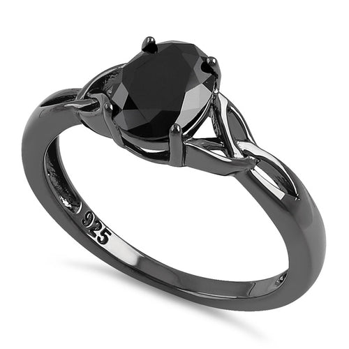 Sterling Silver Black Rhodium Black CZ Ring