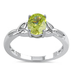 Sterling Silver Charmed Oval Apple Green CZ Ring