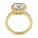 Sterling Silver Gold Plated Cushion Cut Clear CZ Ring