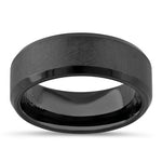 Stainless Steel Men's Black Textured with Polish Edges Wedding Band