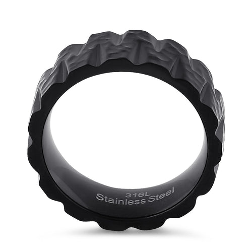 Stainless Steel Men's Black Tire Wedding Band