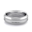 Stainless Steel Men's 7mm High and Brushed Polish Wedding Band