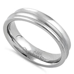 Stainless Steel Men's 5mm High and Brushed Polish Curved Wedding Band