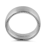 Stainless Steel Men's 7.5mm Zigzag Edges Brushed Wedding Band