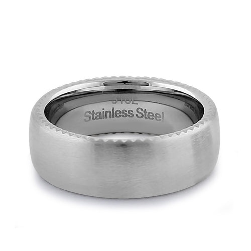 Stainless Steel Men's 7.5mm Zigzag Edges Brushed Wedding Band