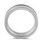 Stainless Steel Men's 7mm Brushed Polish with Line Wedding Band