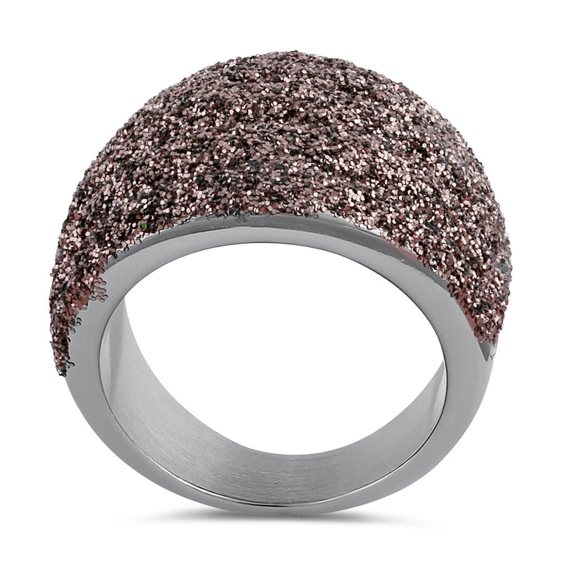 Stainless Steel Thick Brown Stardust Ring