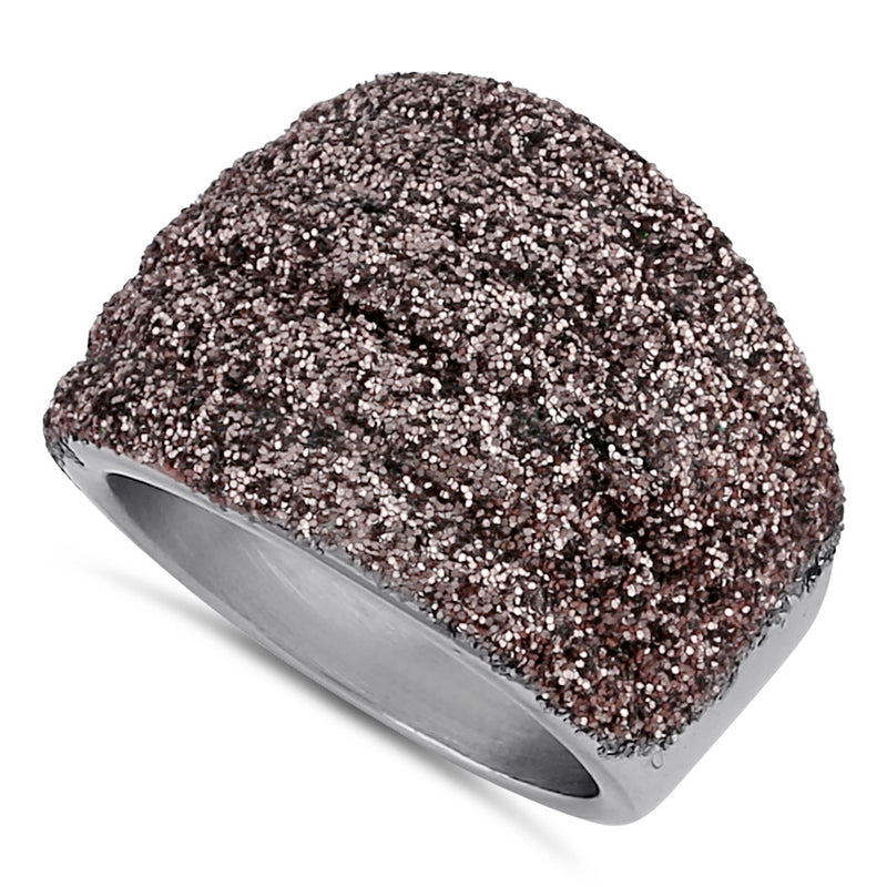 Stainless Steel Thick Brown Stardust Ring