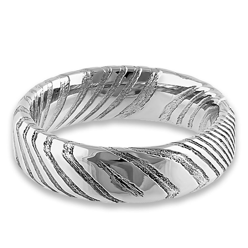 Stainless Damascus Steel 6mm Unique Pattern Band