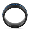 Titanium Black with Blue Steel Cable Band Ring