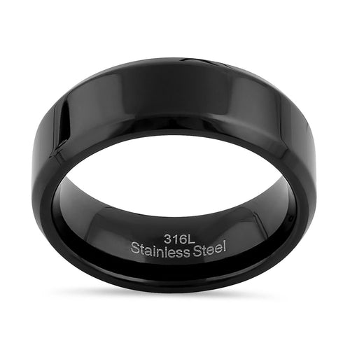 Stainless Steel 7mm Black High Polish Band Ring