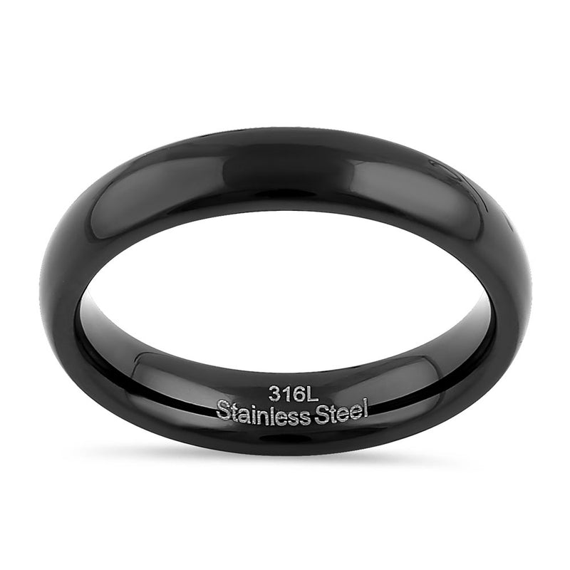 Stainless Steel 4mm Black High Polish Band Ring