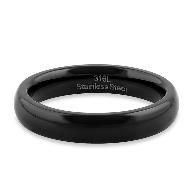 Stainless Steel 4mm Black High Polish Band Ring