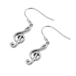 Sterling Silver Treble Clef Music Note Earrings