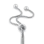 Sterling Silver Clear CZ and Blue Opal Evil Eye Box Bracelet