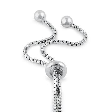 Sterling Silver Clear CZ and Blue Opal Evil Eye Box Bracelet