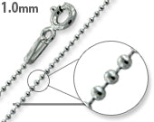 Rhodium Sterling Silver Bead Chain 1.0MM