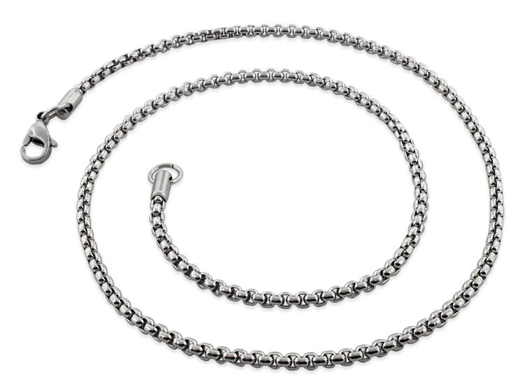 Stainless Steel 22" Round Box Chain Necklace 3.0 MM