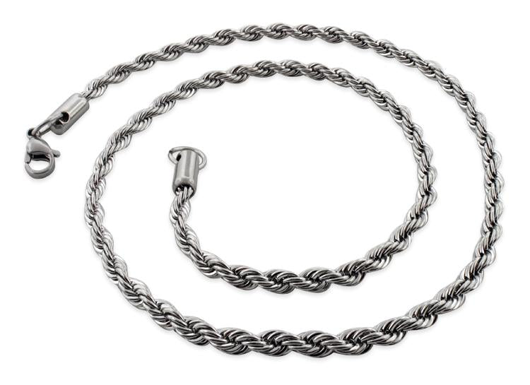 Stainless Steel 20" Rope Chain Necklace 4.0 MM