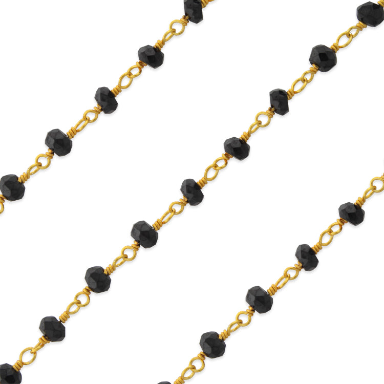 Gold Filled Bead Black Spinel Chain (sold by the foot)