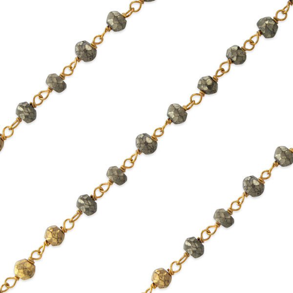 Gold Filled Bead Pyrite Chain (sold by the foot)