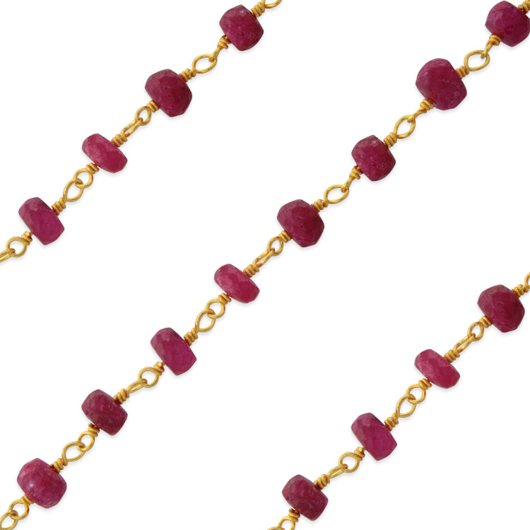 Gold Filled Bead Ruby Chain (sold by the foot)