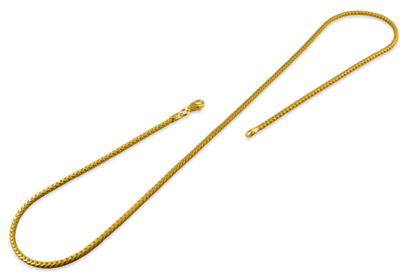 14K Gold Plated Sterling Silver 24" Franco Chain 1.5MM